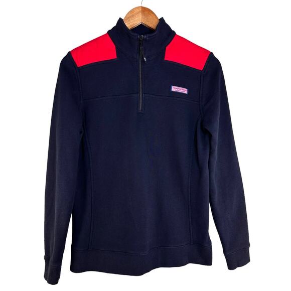 Vineyard Vines 1/4 Zip Pullover Sweatshirt Size S Navy Red Preppy Nautical - Picture 1 of 4